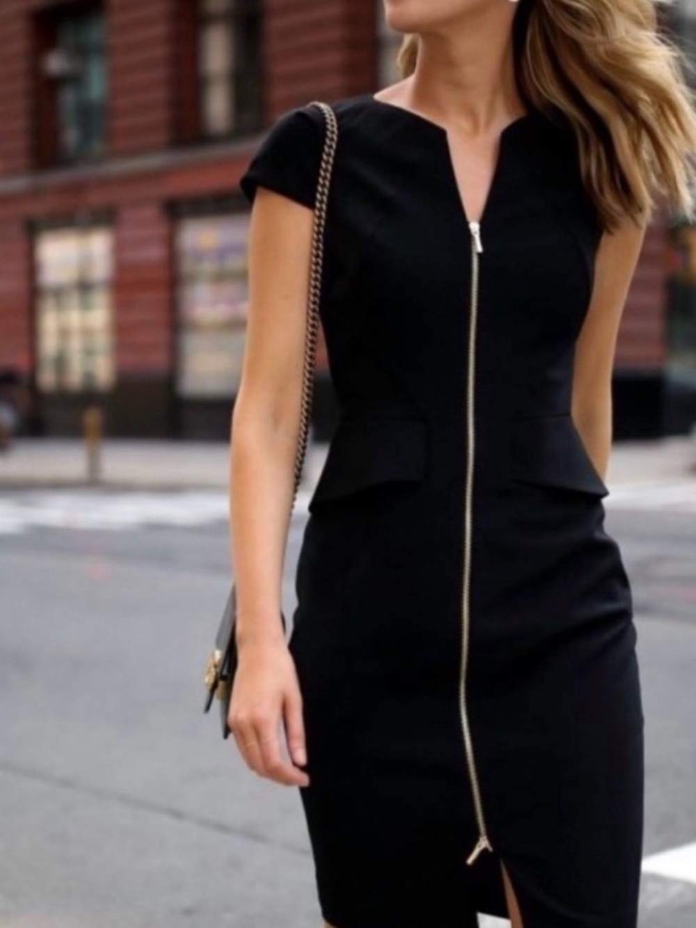 Ted Baker Fearnid Black Zip-Front Sheath Dress